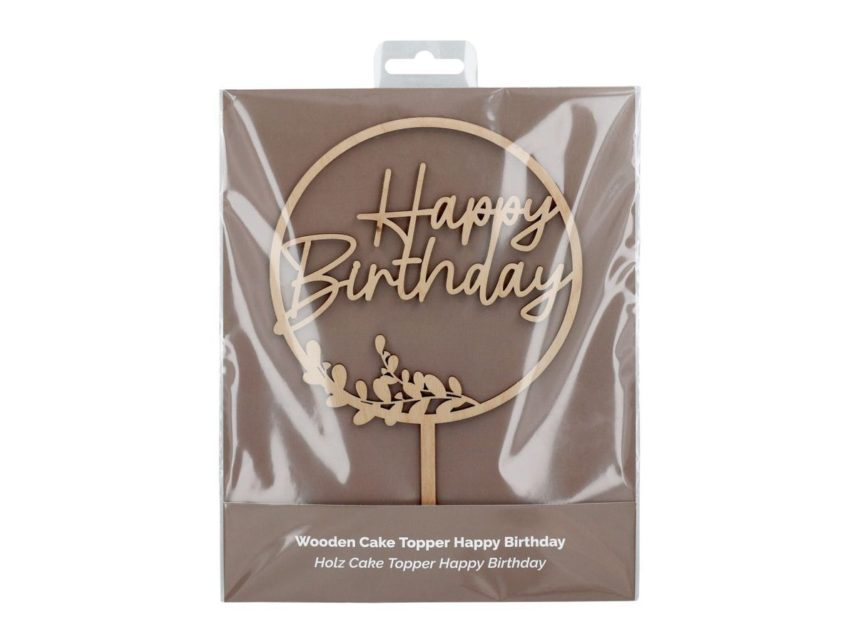 Cake Topper Happy Birthday, Holz, 16,5cm
