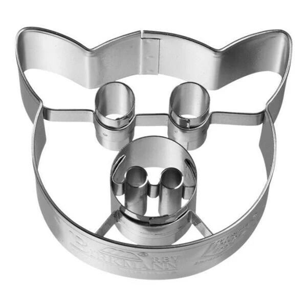 Ausstechform Schwein Kopf, Edelstahl, mit Innenprägung, 6 cm