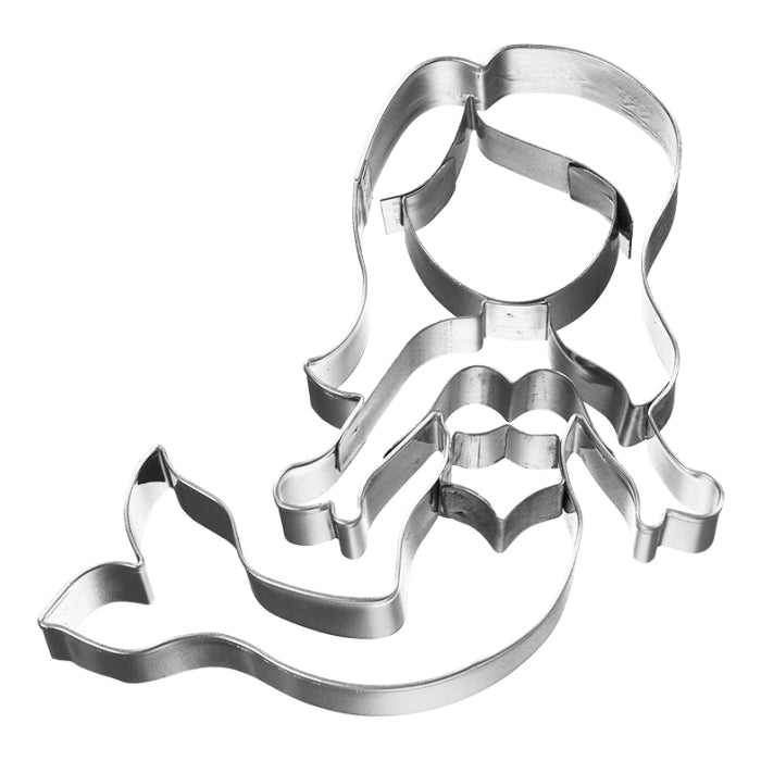 Ausstechform Meerjungfrau schwimmend, Edelstahl, mit Innenprägung, 9 cm