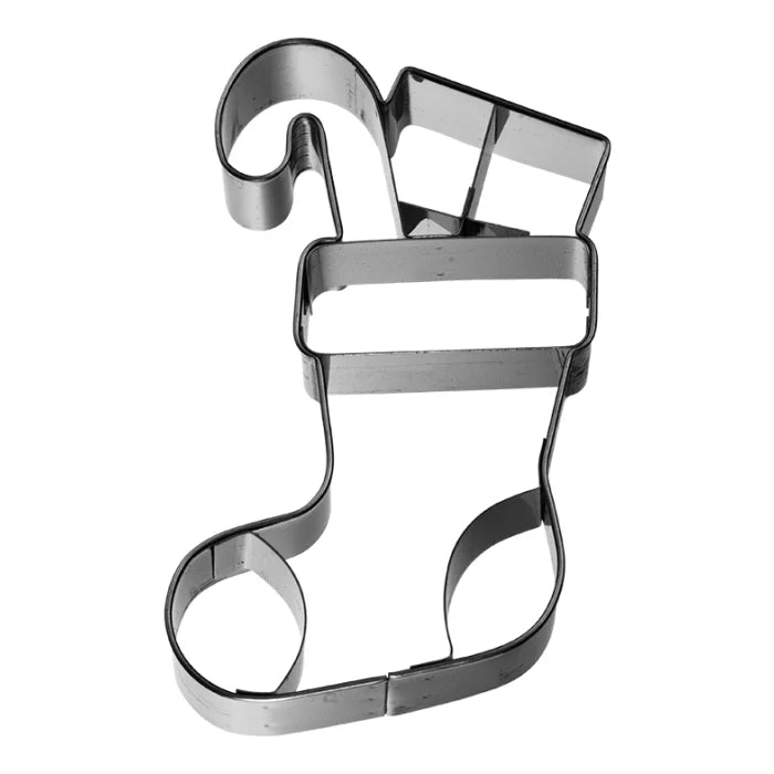 Ausstechform Weihnachtssocke, Edelstahl, mit Innenprägung, 9 cm