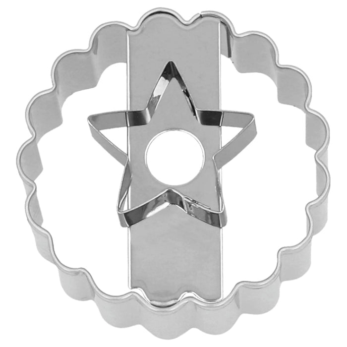 Ausstechform, Linzer Stern, 5 cm, Edelstahl, doppelseitig nutzbar, mit Banderole