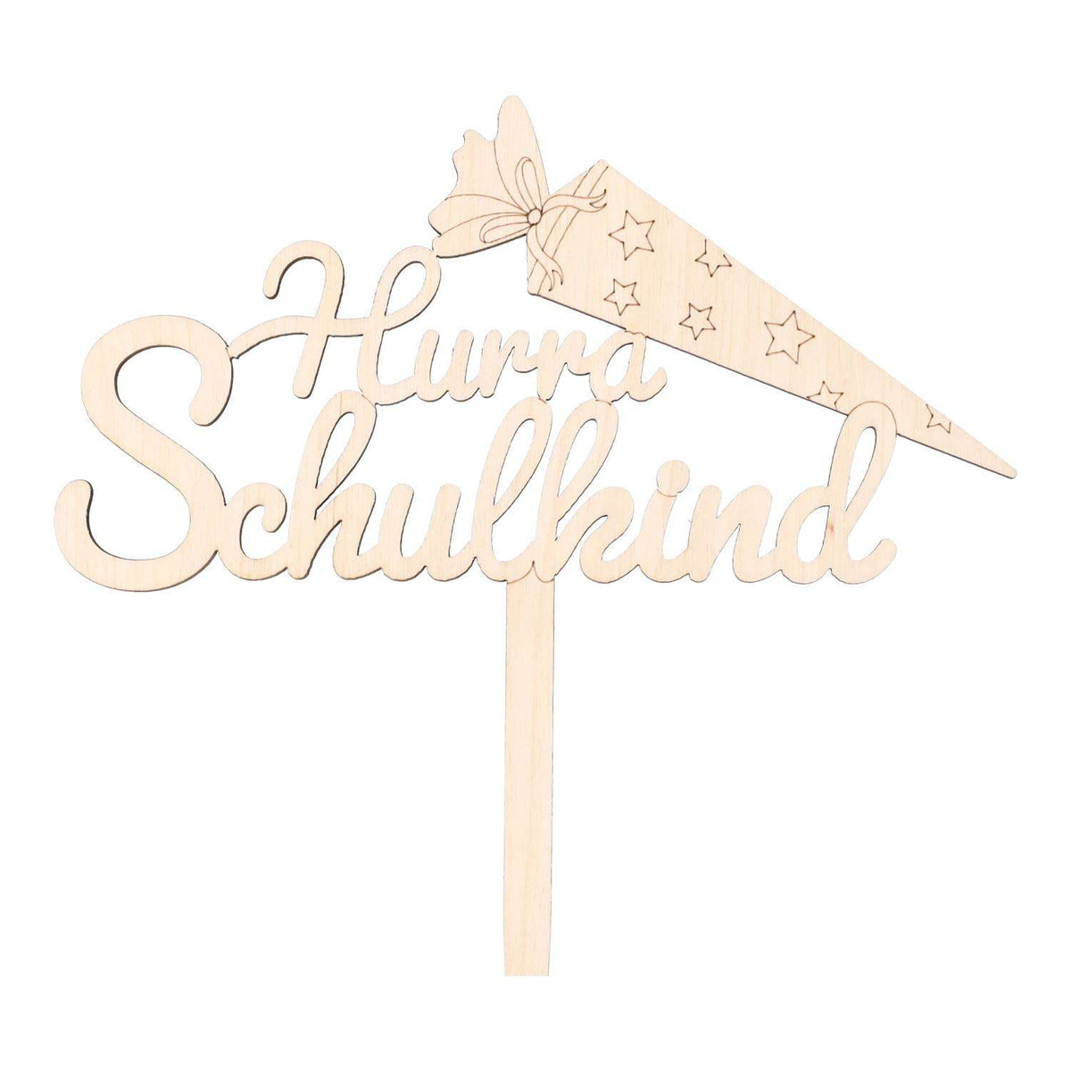 Cake Topper Hurra Schulkind Holz 152x130mm