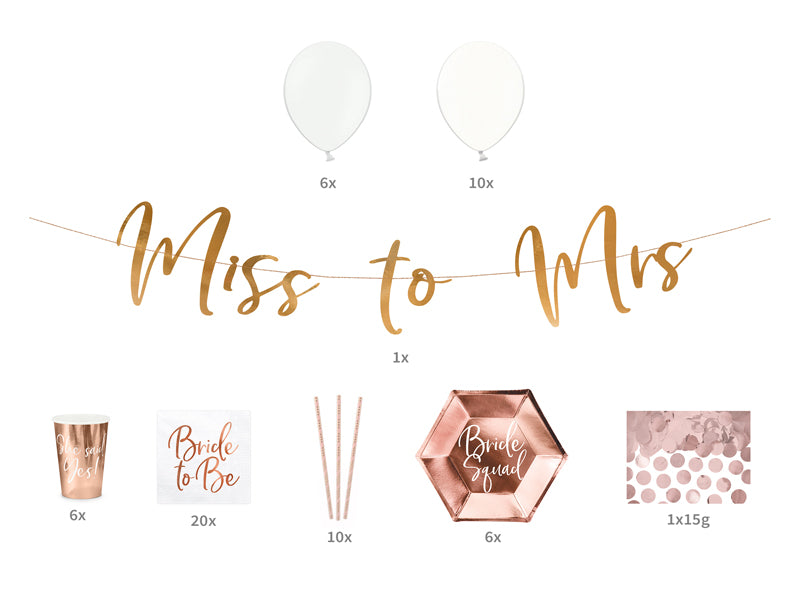 Party Koffer - Bride to be, rose gold / 60teilig