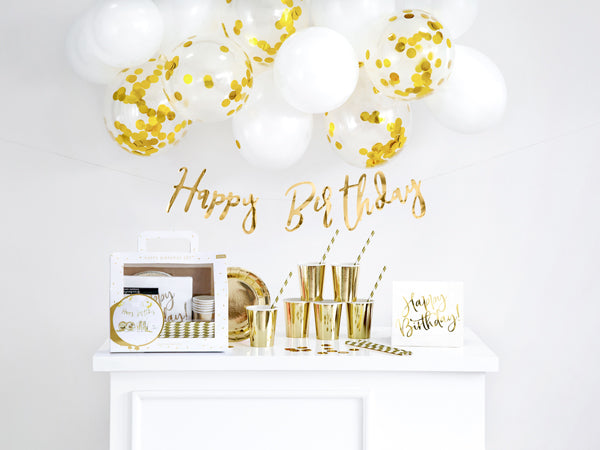 Party Koffer - Happy Birthday gold / 60teilig