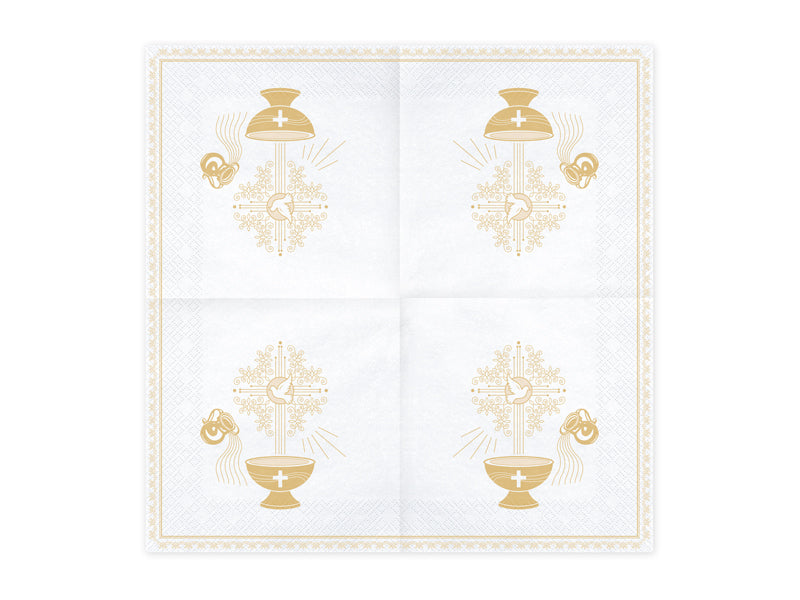 Servietten Taufe, 33x33cm, gold