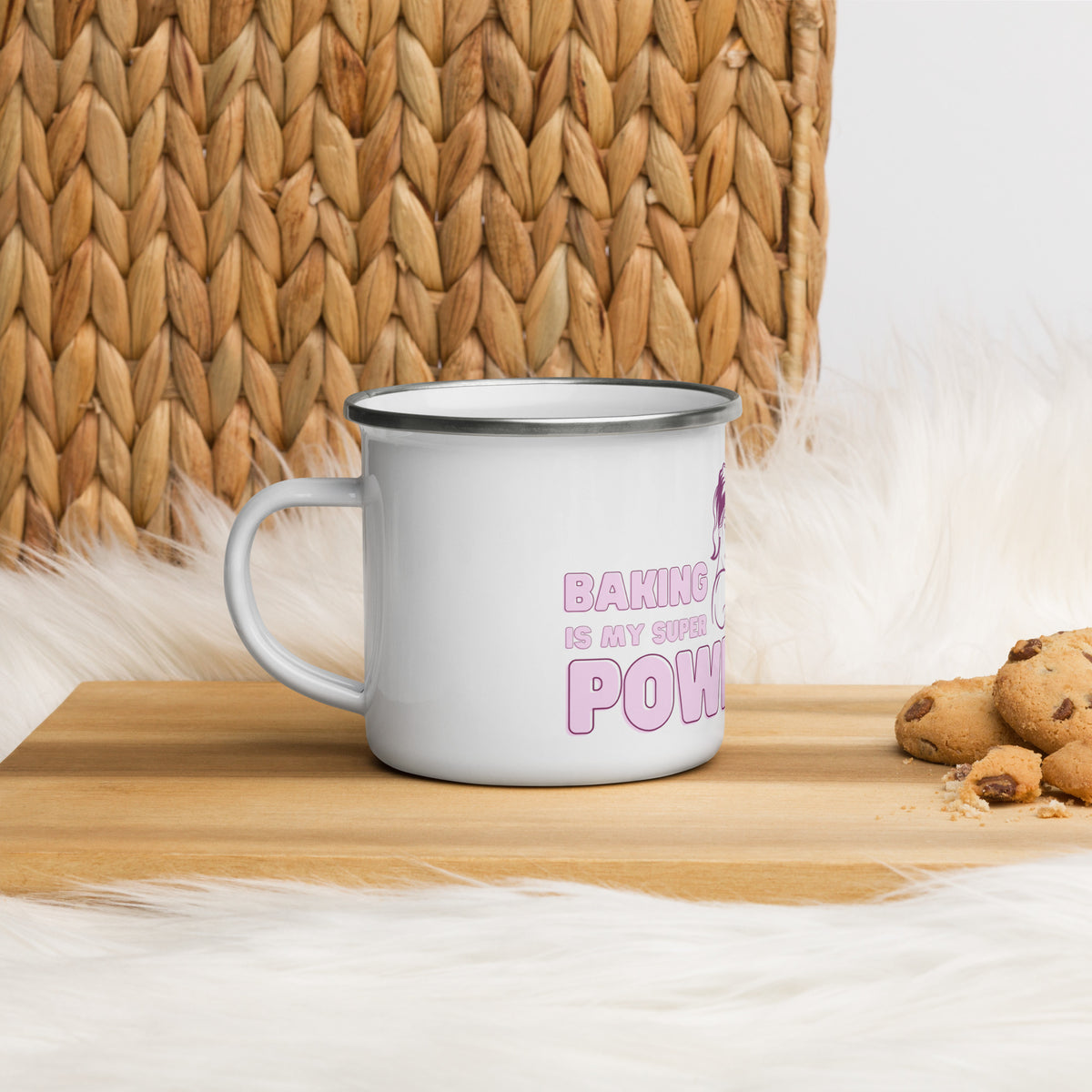 Emailletasse "Baking is my superpower"