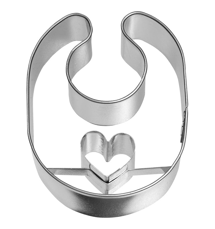 Ausstechform Babylätzchen, Edelstahl, mit Innenprägung, 6 cm