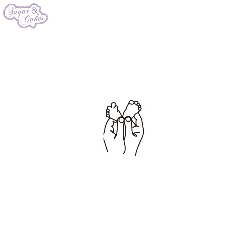 Cake Topper Acryl Line Art Baby Feet - schwarz