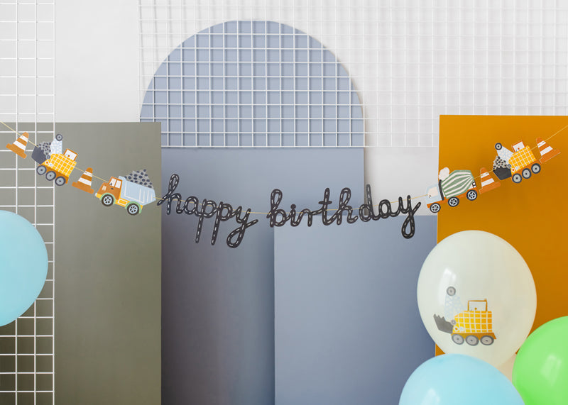 Banner happy birthday - Baufahrzeuge / 2m