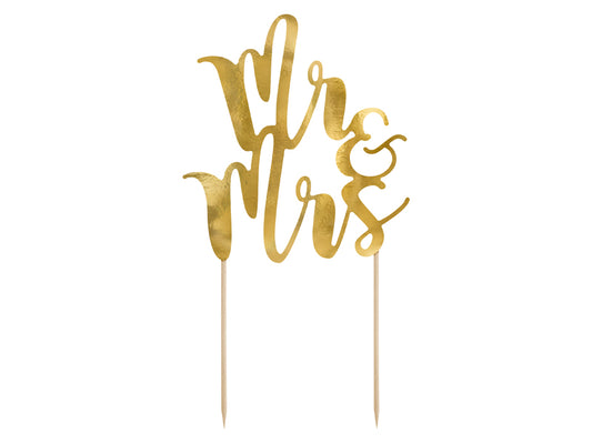 Cake Topper "Mr&Mrs", gold, 25,5cm