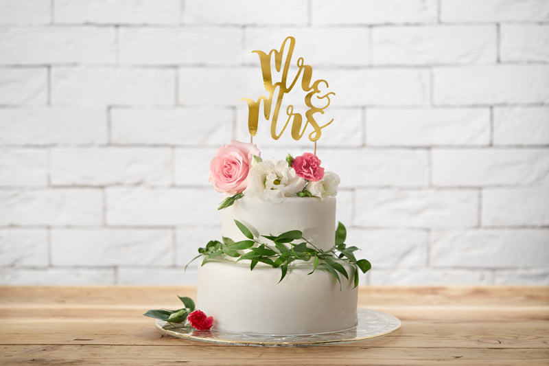 Cake Topper "Mr&Mrs", gold, 25,5cm