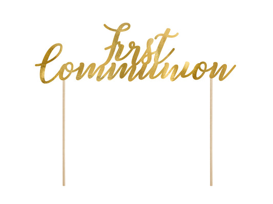 Cake Topper "First Communion", gold, 21cm