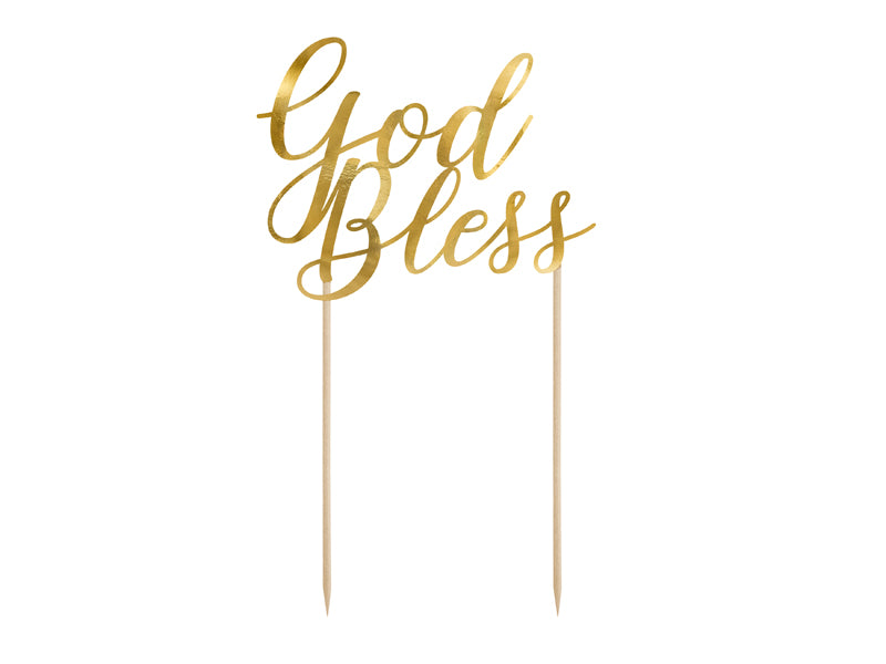 Cake Topper "God Bless", gold, 27,5cm