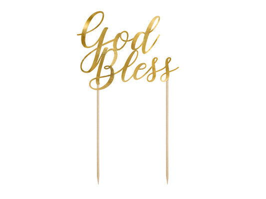 Cake Topper "God Bless", gold, 27,5cm