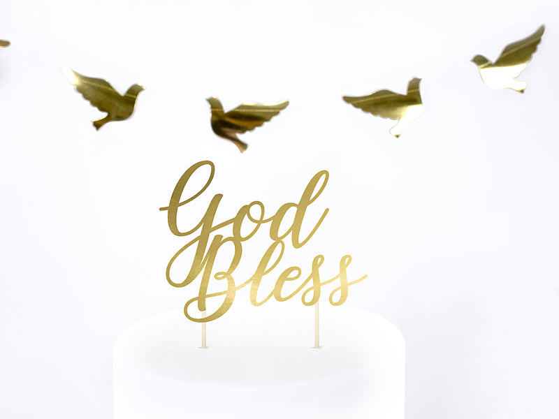 Cake Topper "God Bless", gold, 27,5cm