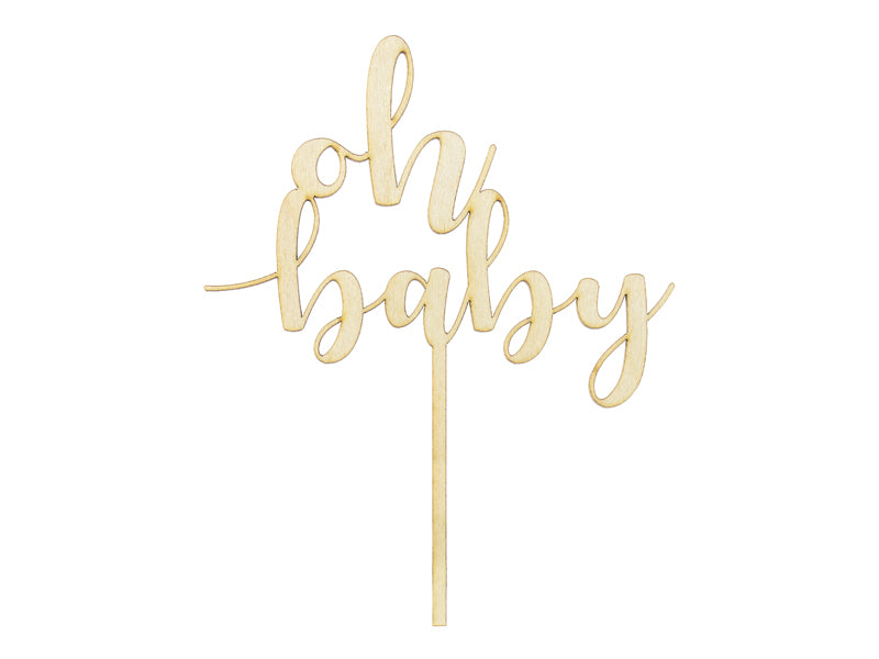 Cake Topper "Oh Baby", Holz, 17cm