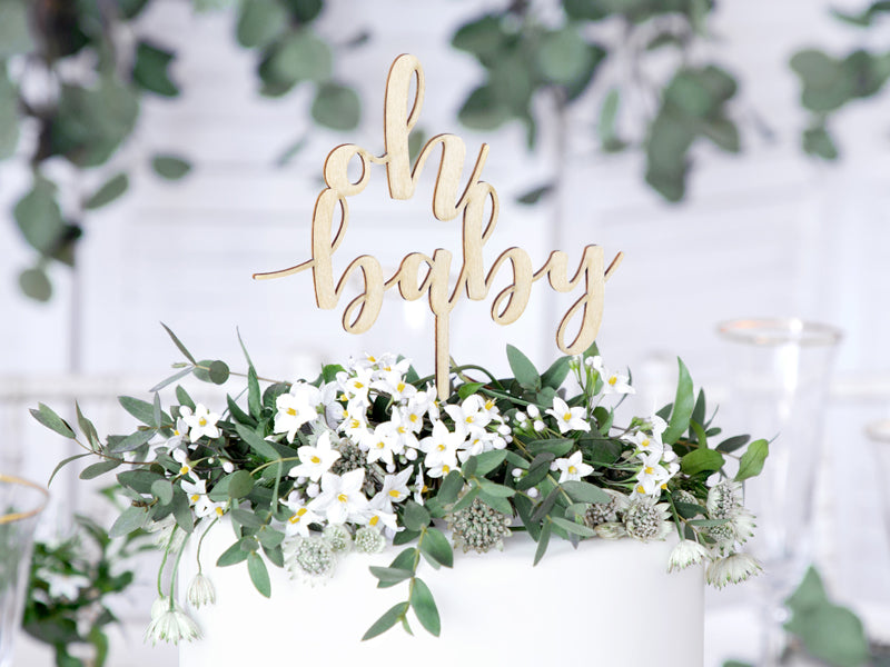 Cake Topper "Oh Baby", Holz, 17cm