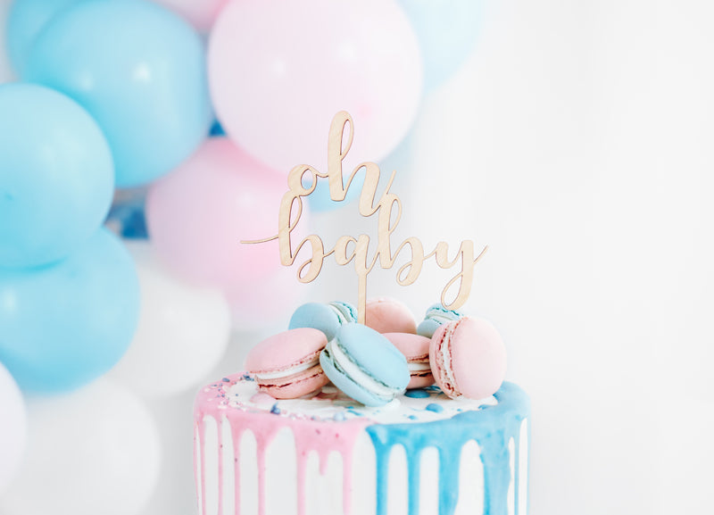 Cake Topper "Oh Baby", Holz, 17cm