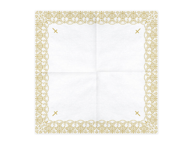 Servietten Kommunion mit Ornament, 33x33cm, gold