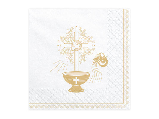 Servietten Taufe, 33x33cm, gold