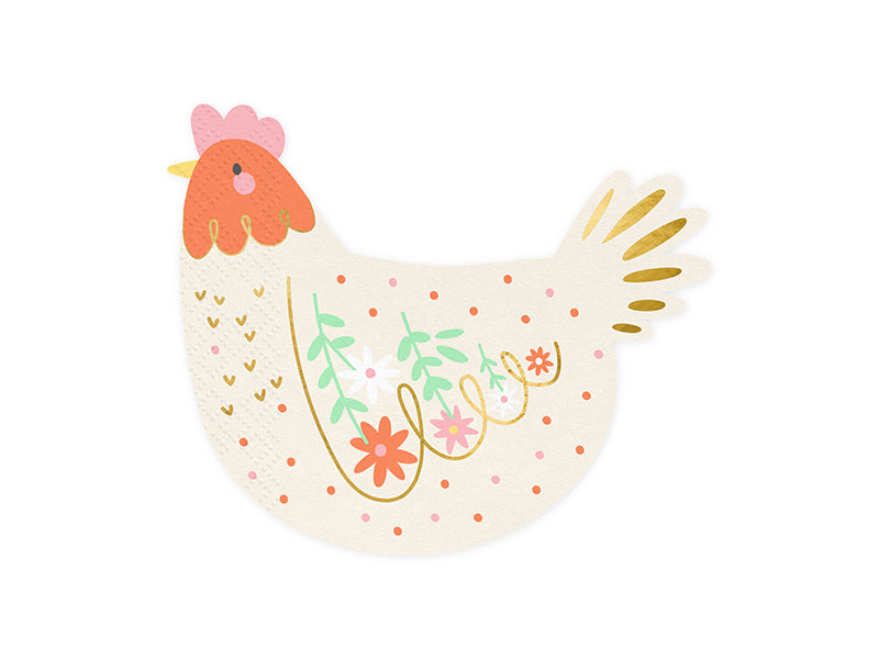 Papierservietten Huhn - 16x13 cm / 20Stk.