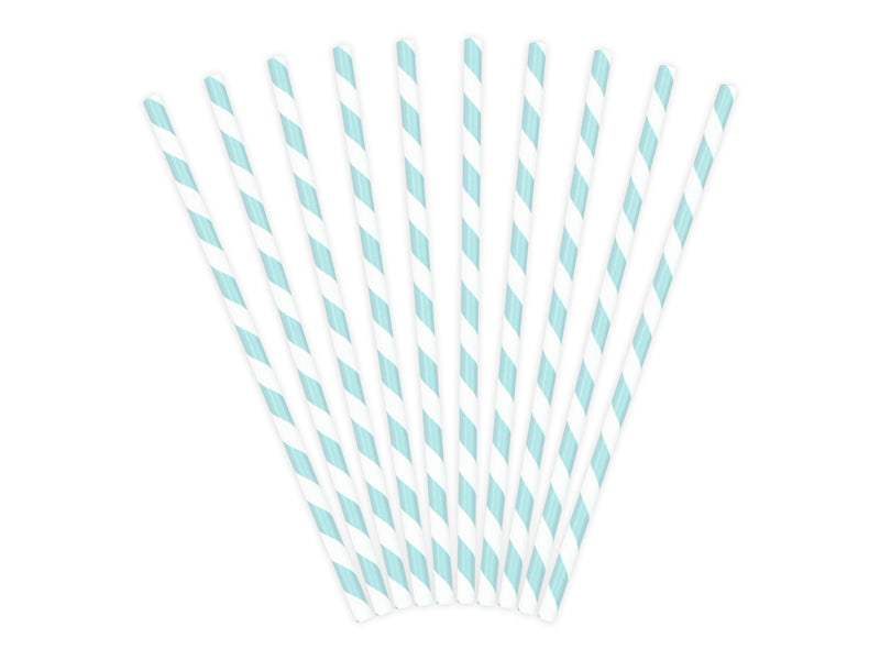 Papierstrohhalme hellblau - 19,5cm / 10Stk.