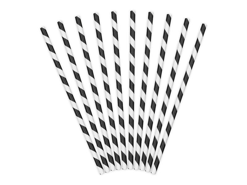 Papierstrohhalme schwarz - 19,5cm / 10 Stk.