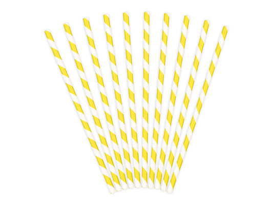Papierstrohhalme gelb - 19,5cm / 10Stk.