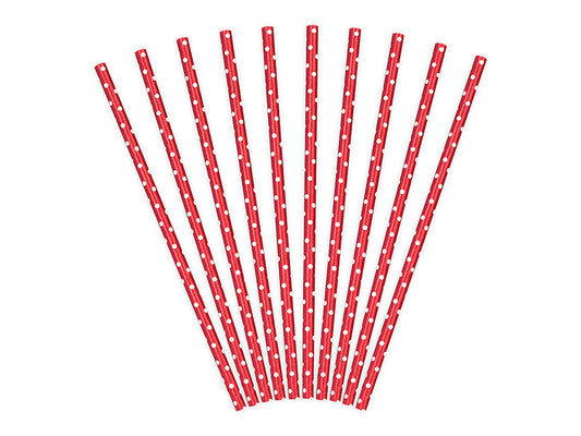 Papierstrohhalme rot - 19,5cm / 10Stk.