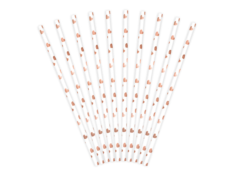 Papierstrohhalme roségold - 19,5 cm / 10Stk.