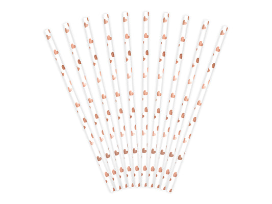 Papierstrohhalme roségold - 19,5 cm / 10Stk.