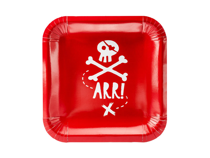 Teller Piraten rot - 20x20cm / 6Stk.