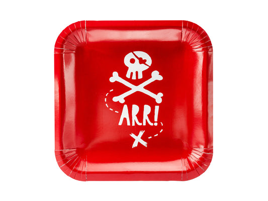 Teller Piraten rot - 20x20cm / 6Stk.