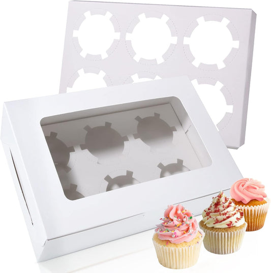 Cupcake Box 6er mit Inlay und Fenster - weiß