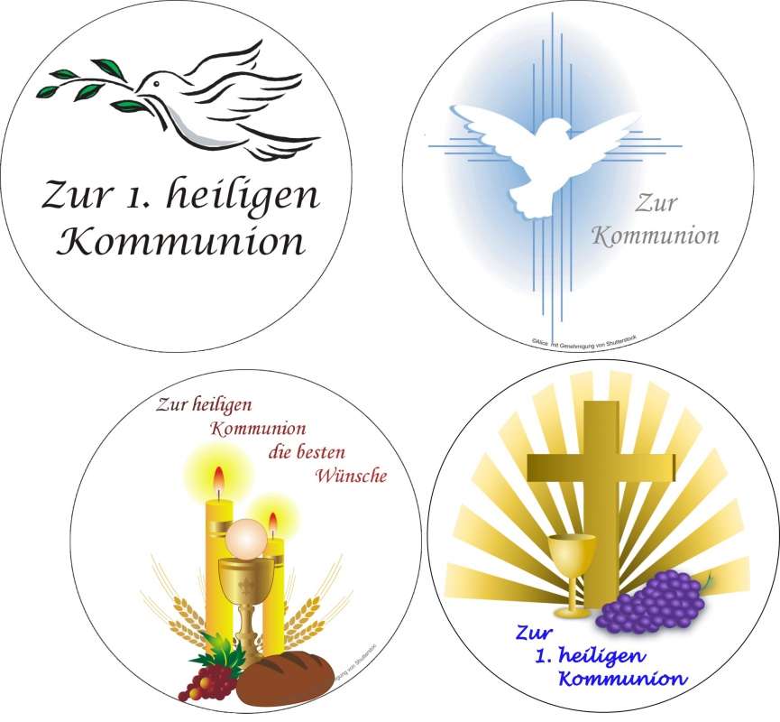 Zuckeraufleger Kommunion 10cm, diverse